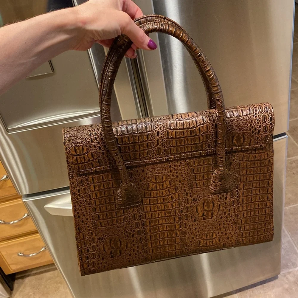 Diva Collection Brown Handbag with Two Handles bag - Picture 17 of 17